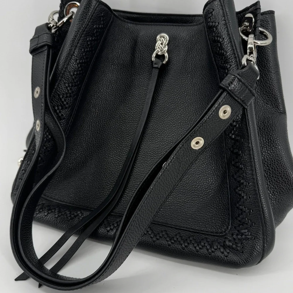 Brighton Interlok‎ Georgia Leather Shoulder Hobo Purse Black Mint Condition Chic